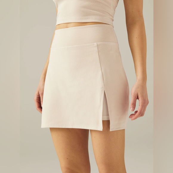 Heather Rib Hold Court Skirt Cream Heather Medium - Picture 1 of 8